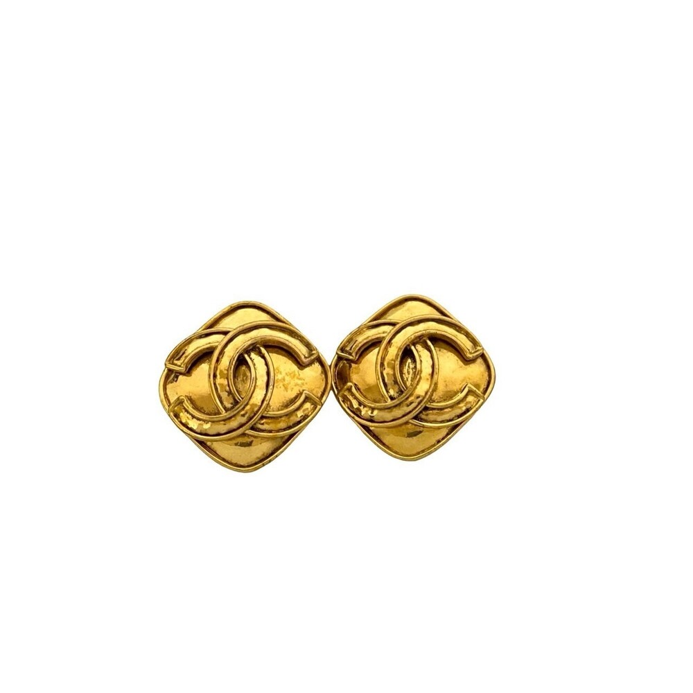 CHANEL Authentic Vintage Gold Logo Earrings - Picture 5 of 6